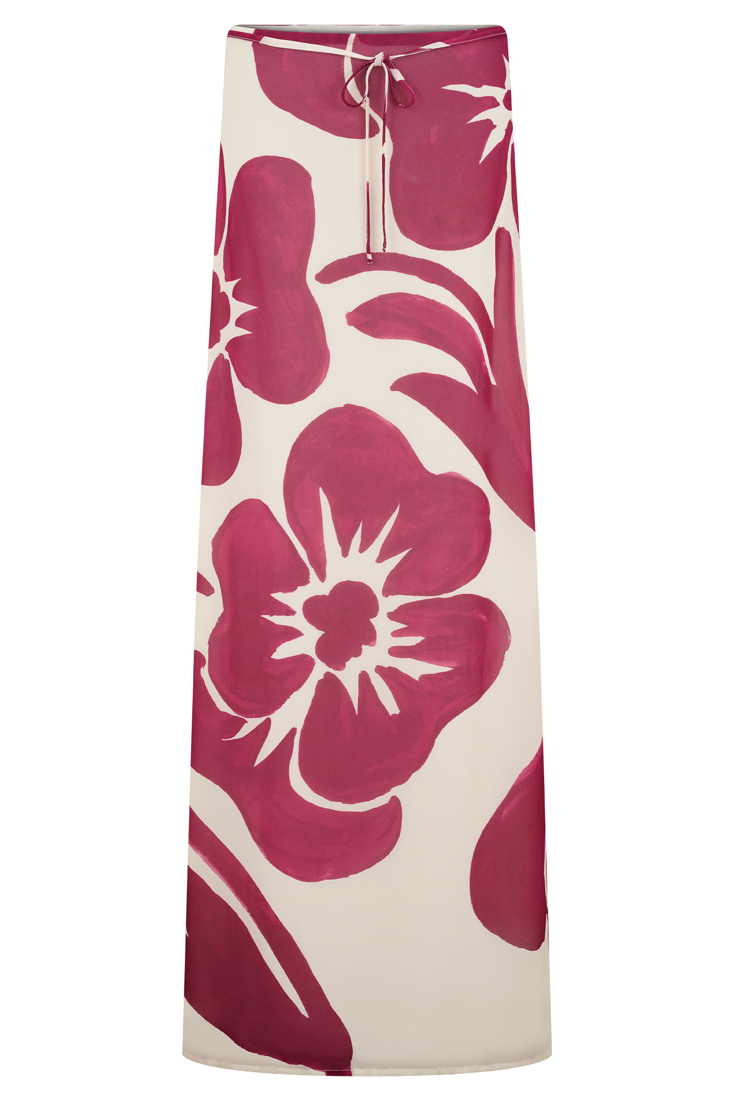 Katalina Chiffon Maxi Skirt - Red Deco Fleur Print